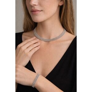 Vintage Italy 925 Sterling Silver Multi Strand Bead Mesh Necklace Bracelet...